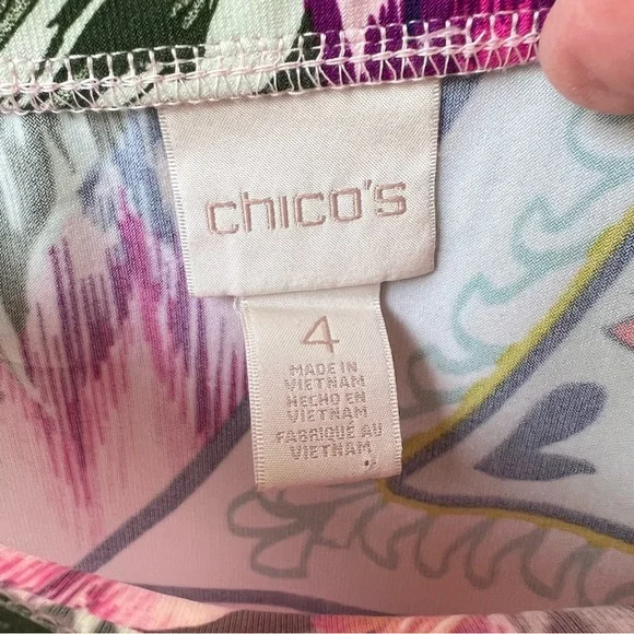 CHICO’S FLOWY TROPICAL FLORAL SUMMER LONG SKIRT ELASTIC WAISTBAND SIZE XXL - Picture 5 of 5